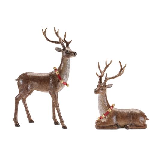 Melrose Glittered Deer Figurines Set